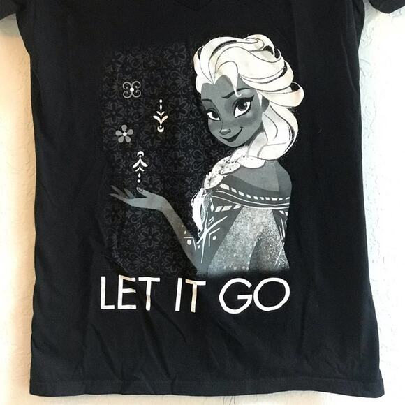 Disney XL Frozen Queen Elsa Let it go black white short sleeve t-shirt casual - Picture 3 of 6